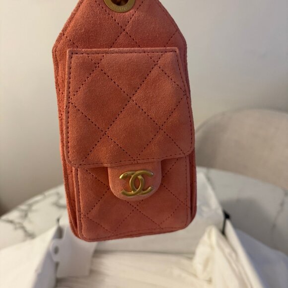 Authentic Chanel Mini 25 Coral Suede Brand New in Box - Picture 5 of 13